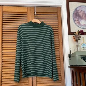 ✨ Studio Works Green/Blue Striped Mock-neck Pullover Sweater ✨